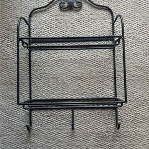 Longaberger wrought Iron Envelope 2 rack tier hanging shelf key hook